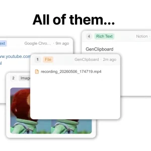 Genclipboard clip cards source app timestamp