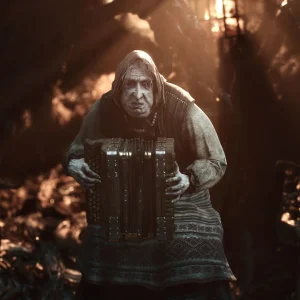 Mortal shell 2 accordion npc close up firelit