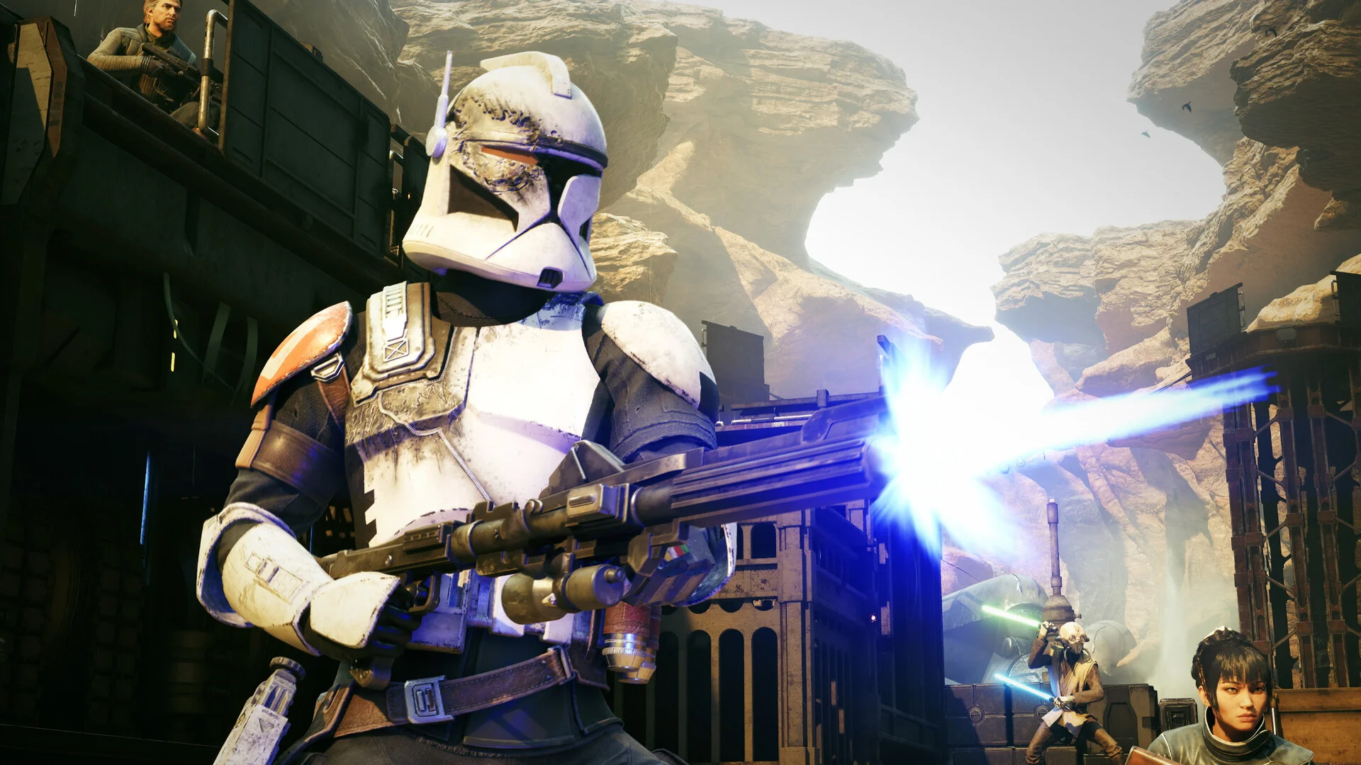 Star Wars Zero Company Clone Trooper Blaster Firing Canyon