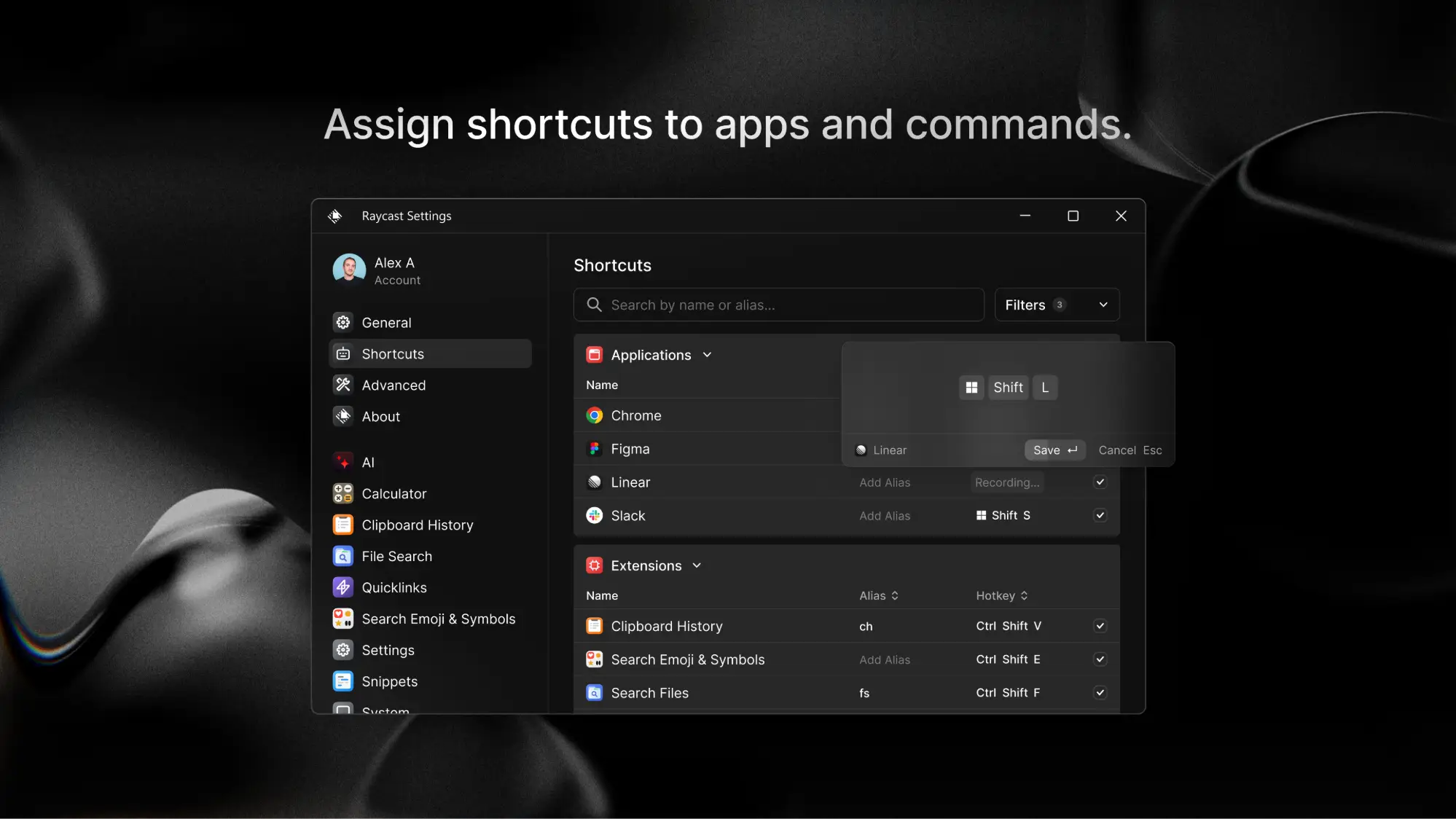 Assign shortcuts - Raycast for Windows: Features, Pricing and Whether You Need It