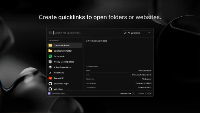 Create quick links - Raycast for Windows: Features, Pricing and Whether You Need It