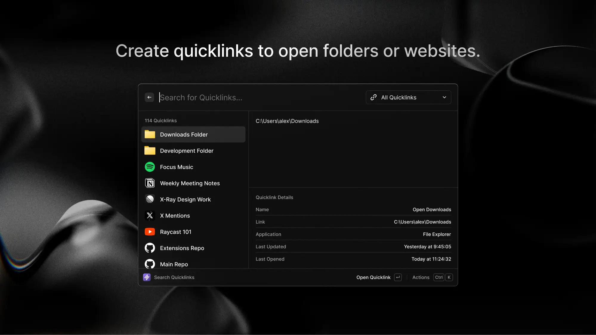 Create quick links - Raycast for Windows: Features, Pricing and Whether You Need It