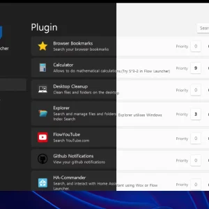 Flow Launcher search results on Windows 11