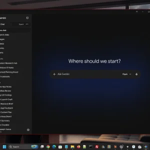 The Gemini for Windows navigation sidebar with the Chat and Spark tabs at the top