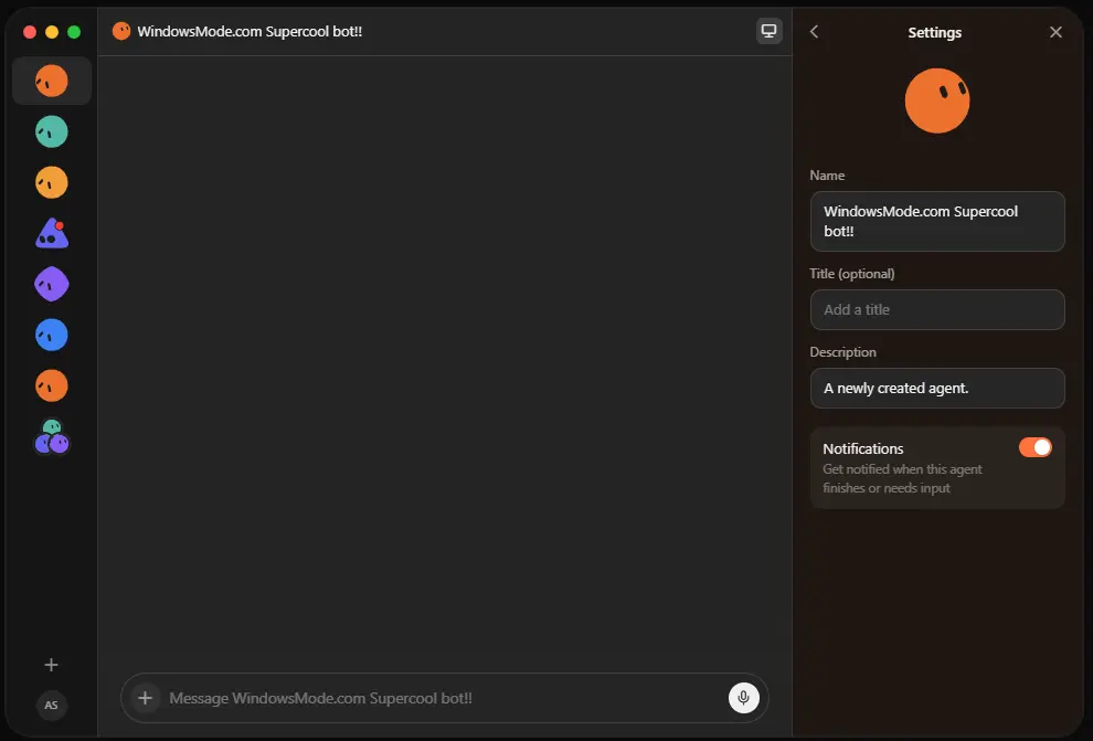 Grok bot agent settings name and notifications