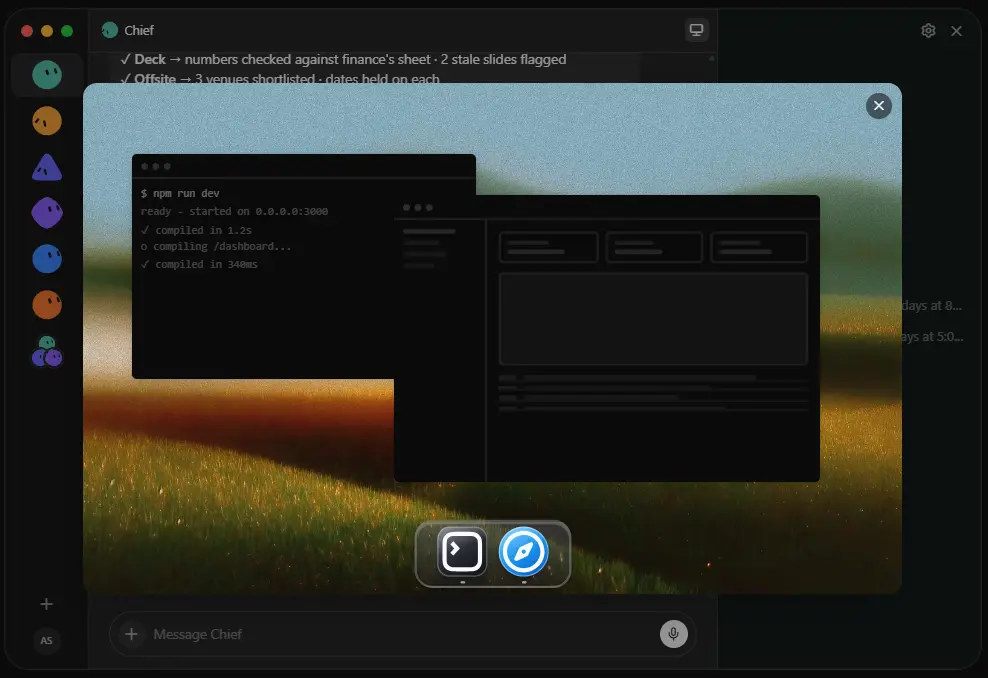 Grok bot computer use terminal and browser approval