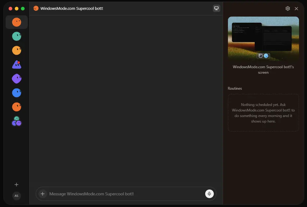 Grok bot routines panel and screen preview