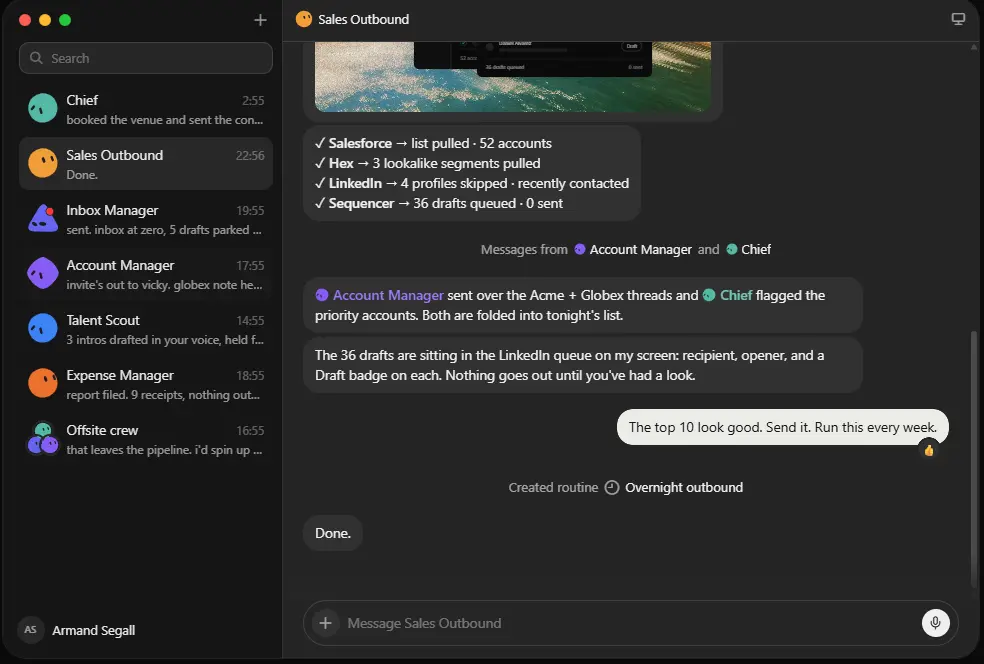 Grok bot sales outbound task summary completed