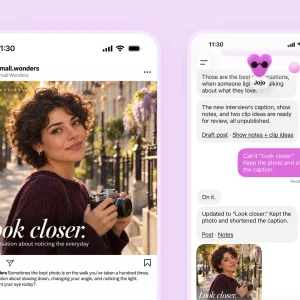 A dot preparing a social post on mobile