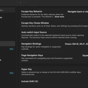 Raycast settings keyboard shortcuts