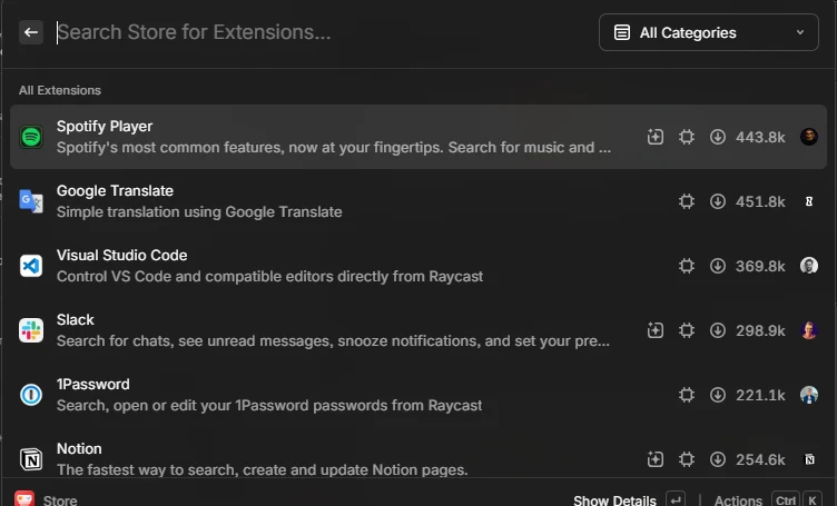 raycast store extensions browse