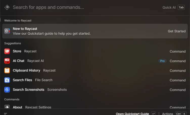 raycast windows app launcher search bar