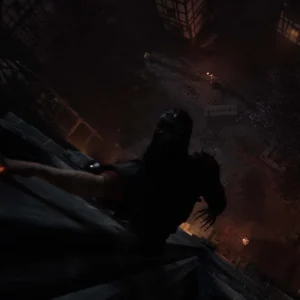 Coen in a rooftop night stealth scene with a crow in The Blood of Dawnwalker