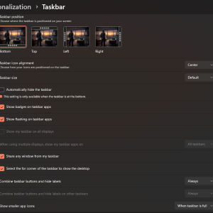 Windows 11 26H2 taskbar position settings