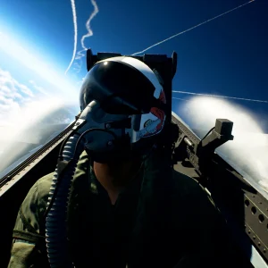Ace Combat 8 cockpit above the clouds