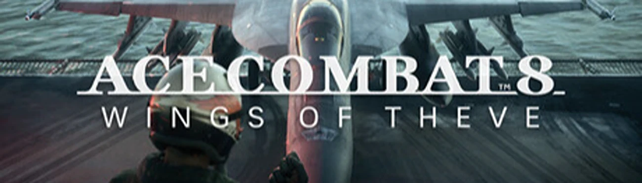 The Ace Combat 8 Wings of Theve logo over a jet on a carrier deck, used as the banner for the Low-End FPS Boost config mod