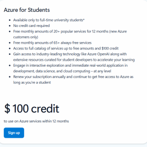 Azure for Students offer