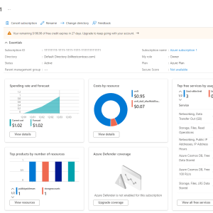 Azure free account subscription overview