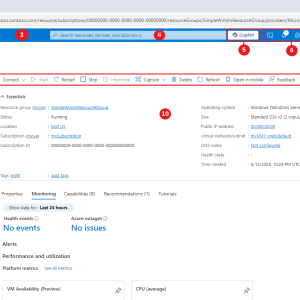 Azure portal virtual machine overview