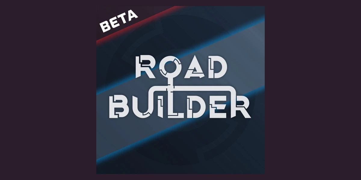 The Road Builder mod logo, the words Road Builder in white on a dark background with a Beta label in the corner
