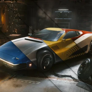 Cyberpunk 2077: Sports car in a garage
