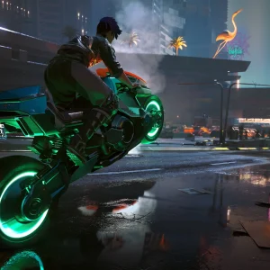 Cyberpunk 2077: Riding a neon motorcycle
