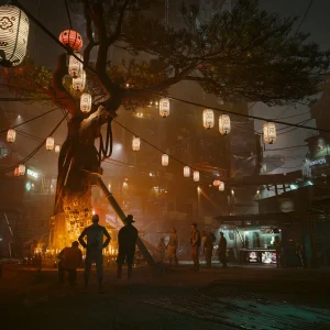 Cyberpunk 2077: Lantern tree in Dogtown