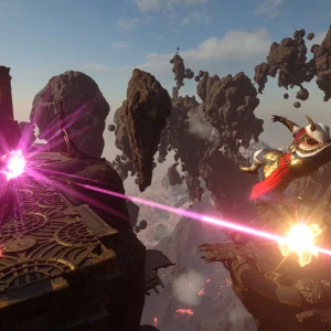 Enshrouded floating ruins fight