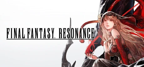 Final Fantasy Resonance game cover with the series logo beside a red-hooded woman with long blond hair