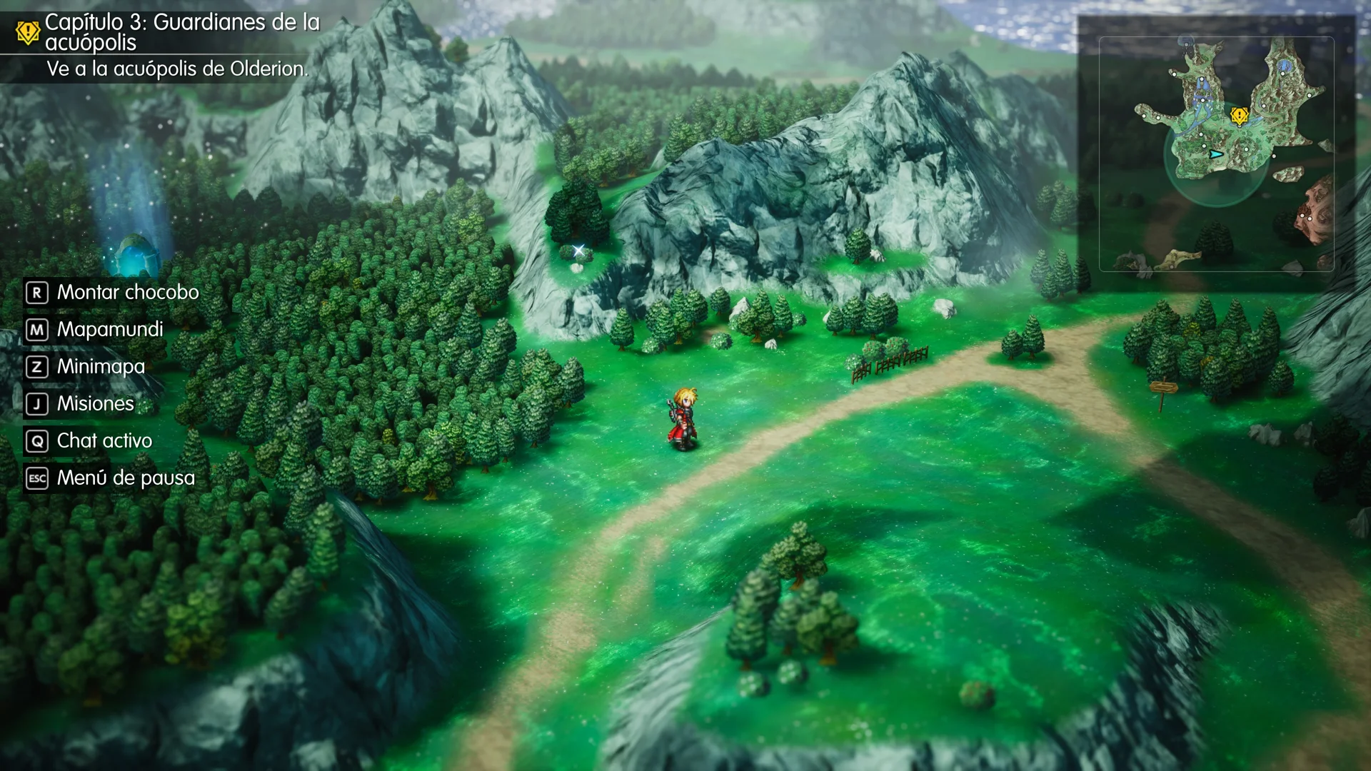 A forest area seen from above with the goal marker on the minimap, one of the markers the mod can hide