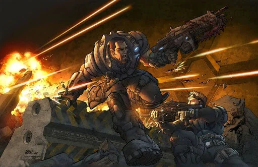 The Guns Rebalanced mod banner, a soldier firing from cover with tracer rounds flying