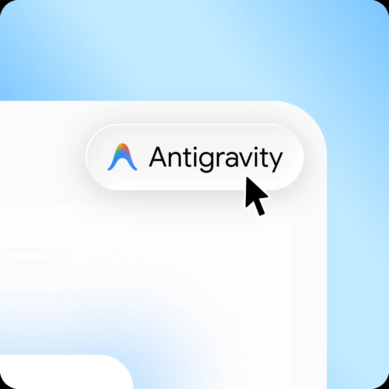 The Antigravity button at the top of the Gemini desktop app, with a mouse pointer about to click it