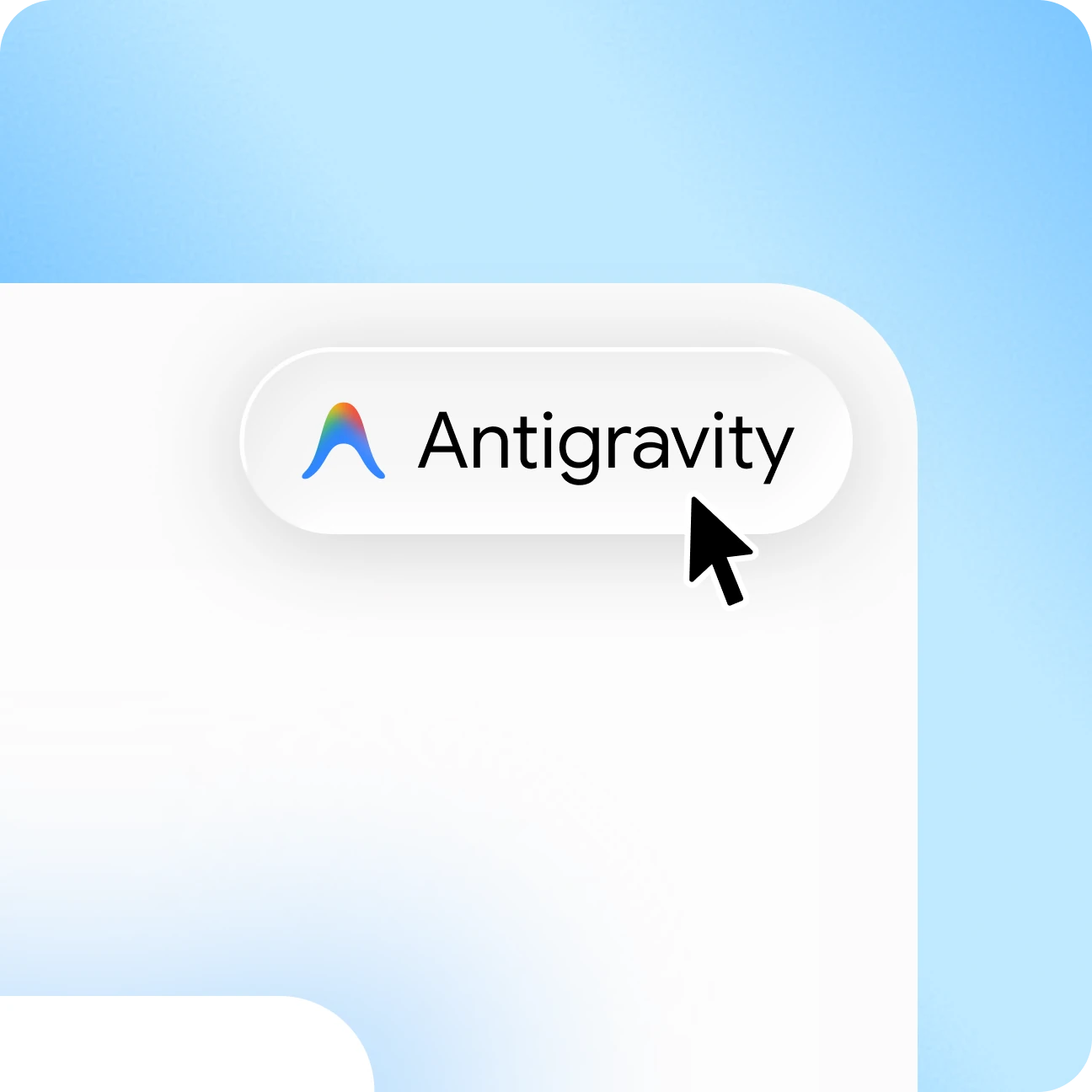 The Antigravity button at the top of the Gemini desktop app, with a mouse pointer about to click it