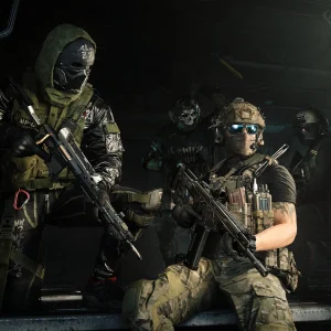 Modern Warfare 4 squad inside a helicopter cabin