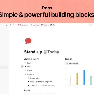 Notion doc with action items and a chart