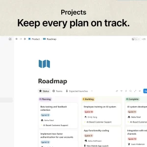 Notion project roadmap board