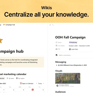 Notion wiki page with a calendar