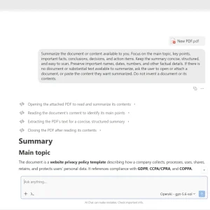 ONLYOFFICE AI Chat summarizing a PDF