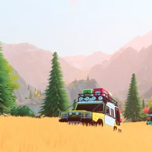 over the hill convoy in a mountain meadow