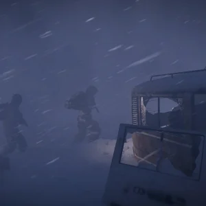 Permafrost blizzard near an abandoned bus
