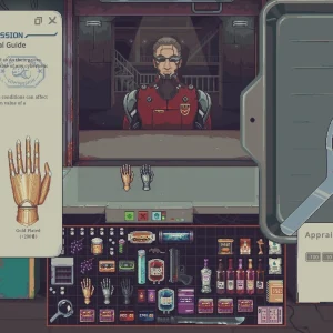 Probably Stolen appraising a cybernetic hand