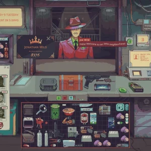 Probably Stolen shop counter with wanted board