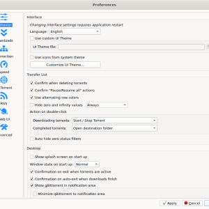 qBittorrent Preferences window