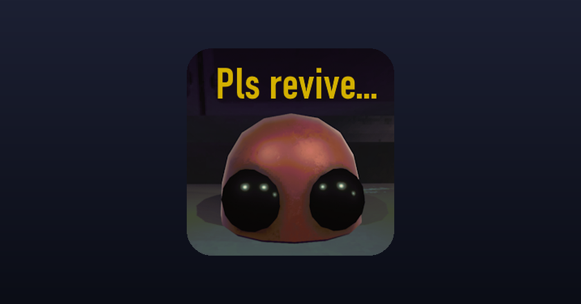The DeadTTS mod icon, a red robot head lying on the floor with the words Pls revive above it