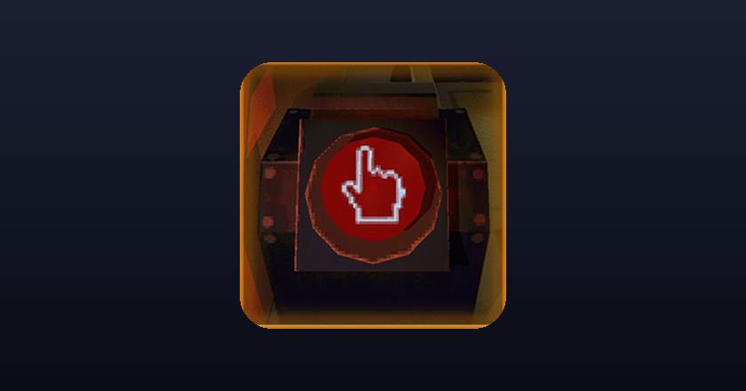 The ExtractionPointConfirmButton mod icon, a red button with a pointing hand on a metal extraction point panel