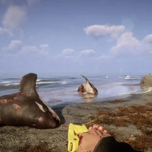 Sons of the Forest beach with a stranded orca