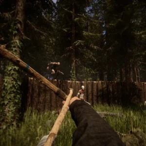 Sons of the Forest bow and log wall defense