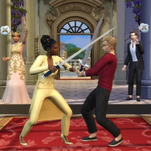 The Sims 4 Royalty and Legacy sword duel
