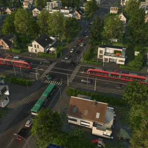 Transport Fever 3 town with rail lines
