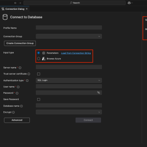 MSSQL extension connection dialog